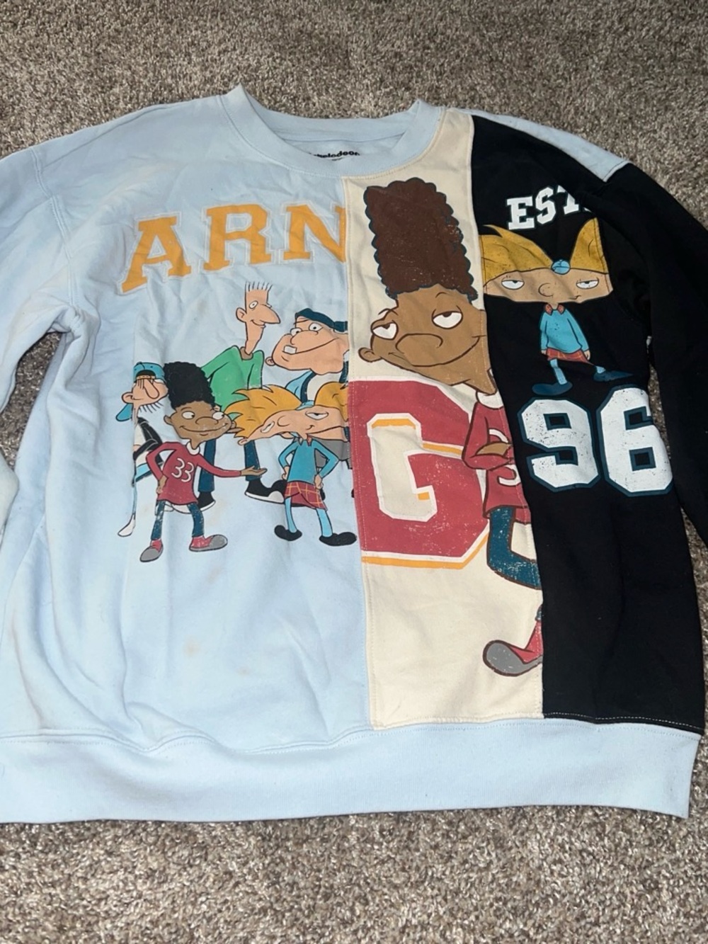 Nickelodeon Light Blue Crewneck Sweatshirt with Black Logo
